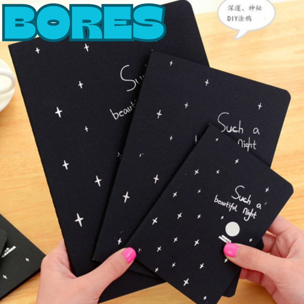

BORES BUKU TULIS WARNA HITAM ISI 28 LEMBAR BUKU CATATAN KERTAS HITAM UKURAN A6 A5 B5 BLACK PAPER PLAIN NOTEBOOK DIY SCRAPBOOK AGENDA FOTO DIARY KREATIF