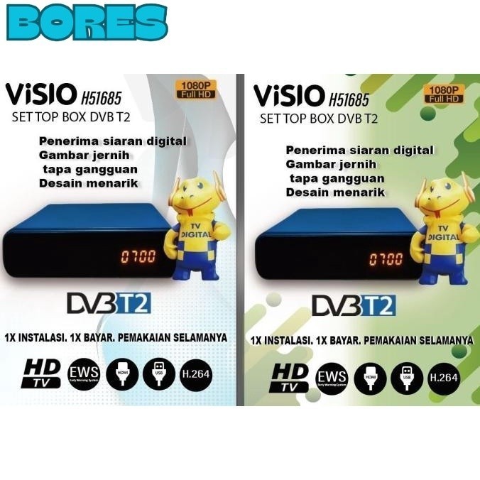 BORES Set Top Box STB DVB T2 Maxtron Receiver TV Tabung Analog Ke TV Digital Full HD 1080P Mini Vers