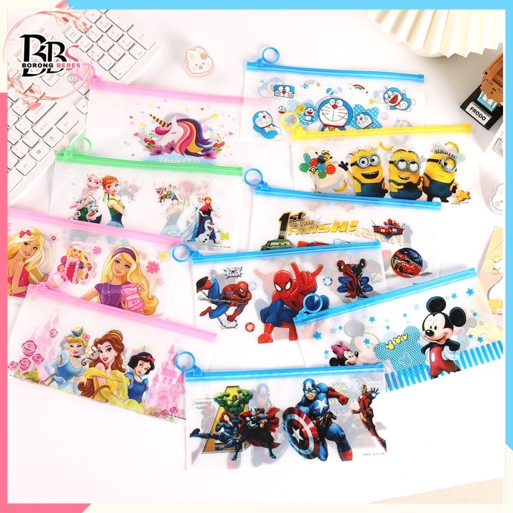 

BORES Tempat Pensil Pulpen Transparan Ziplock Karakter Serbaguna Pouch Zip Lock Penyimpanan Kosmetik Pouch Zipper Pencil Case Tempat Penyimpanan Alat Tulis Murah