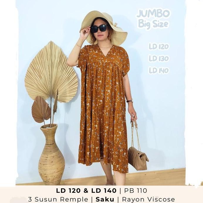 ready stock Oriani Ayoe Dress Daster Jumbo Big Size LD 120  LD 140 Bumil Freindly Baju Hamil Katun R