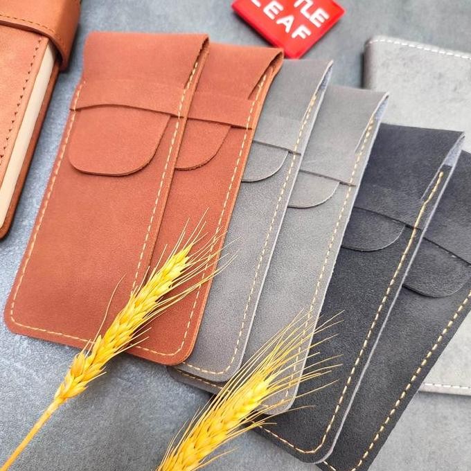 

Pen Pencil Case Tempat Pensil Pena Sarung Kulit Suede Leather Premium Little Leaf MURAH