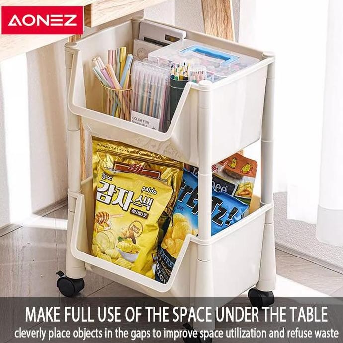 Aonez Rak Dapur Pagar Tinggi Rak Buku Rak Susun Rak Serbaguna Plastic