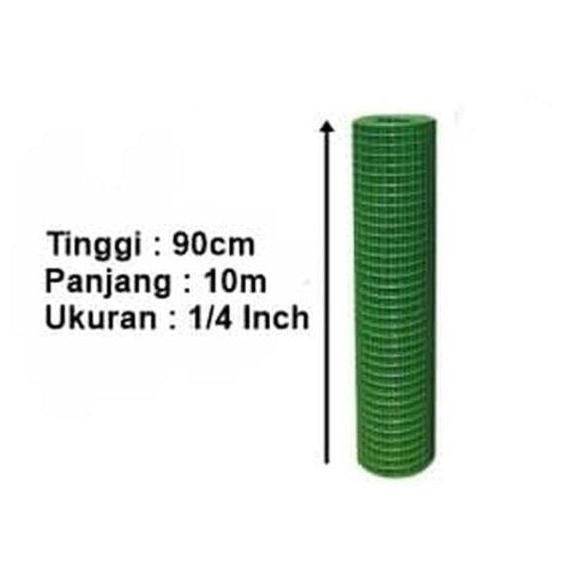 Kawat Loket PVC Hijau 1/4" Roll Ram Ayakan Kandang Ayam Pagar Tanaman