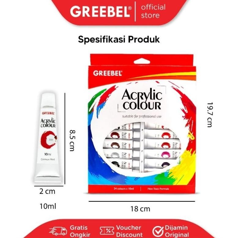 

Greebel Acrylic Colour 10 ml set 24 warna / Cat melukis greebel Terlaris