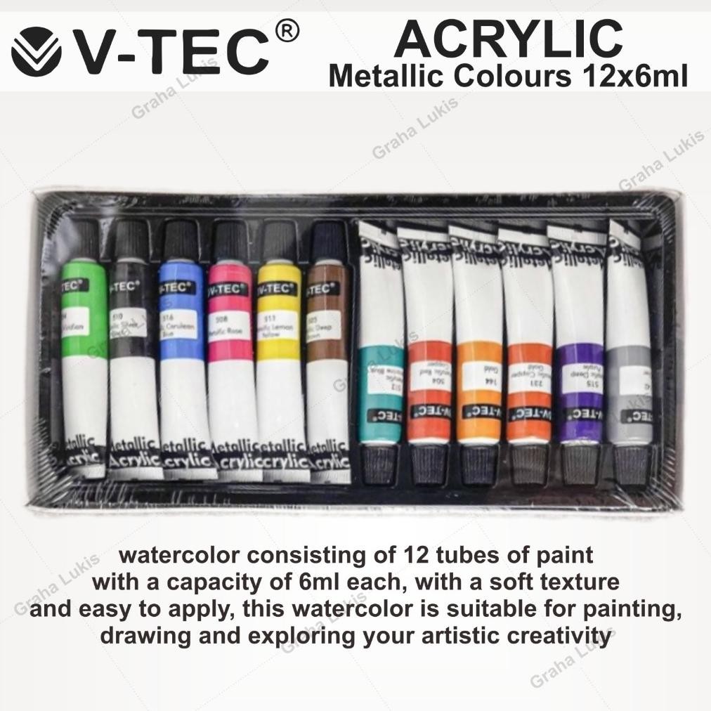 

V-TEC Metallic Acrylic / Cat Akrilik Metalik 12x6ml MA-612 Terlaris