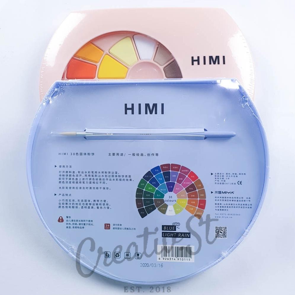 

Himi Watercolor Cake 38 Color + Brush Cat Air Warna Terlaris