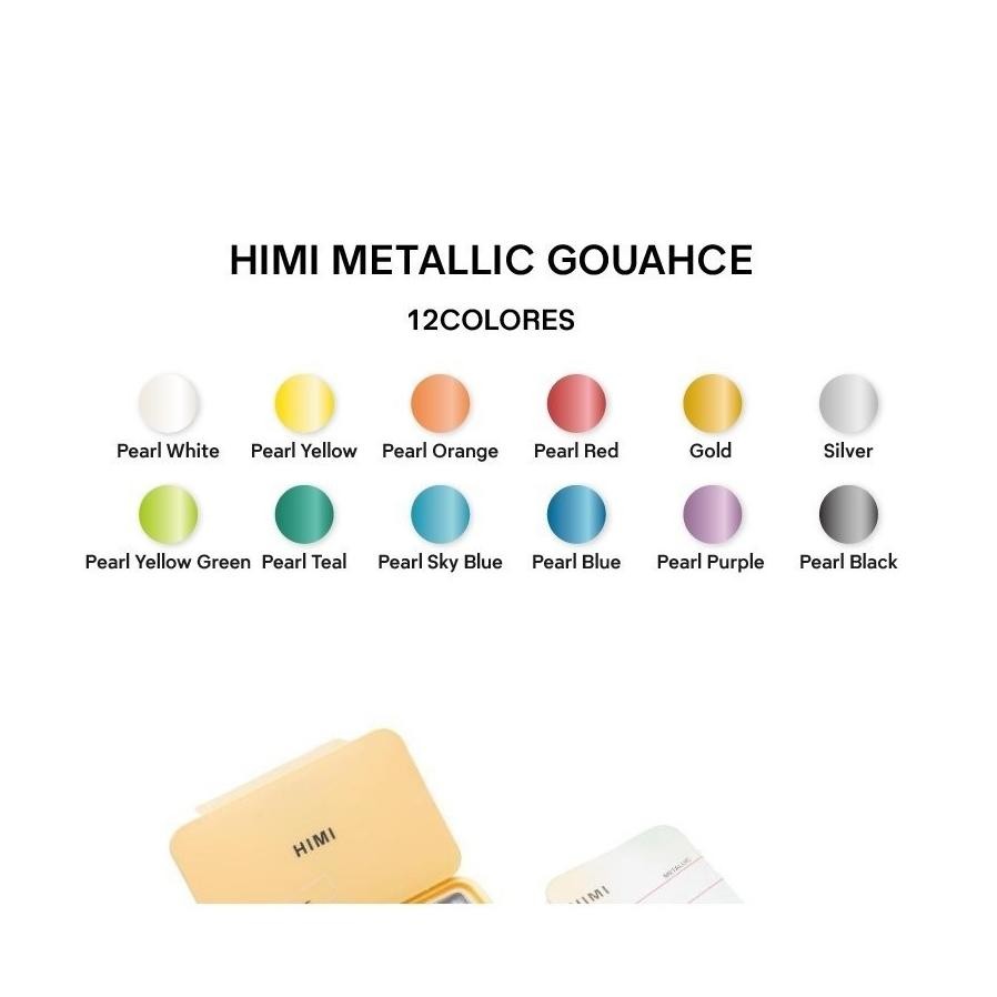 

HIMI Gouache Paint Metallic Set 12 Warna 12ml Cat Lukis Metalik Terlaris