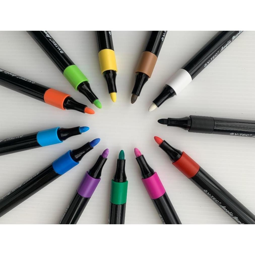 

V-TEC Acrylic Marker AM 367 R - Spidol Akrilik 12 Colour / 24 Colour Terlaris