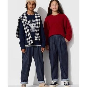 Promo Uniqlo Kids Pleated Wide Pants | Denim