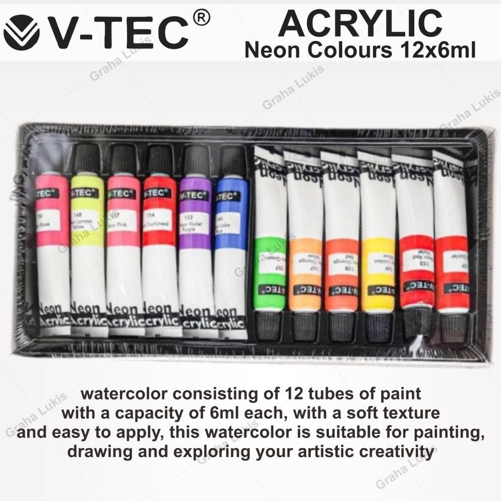 

V-TEC Neon Acrylic / Cat Akrilik Neon 12x6ml NA-612 Terlaris