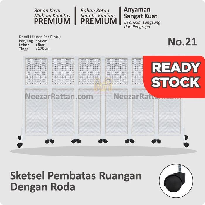 Sketsel 2 Pintu. Pembatas Penyekat Partisi Ruangan Rotan Sintetis Sekat Ruang Tamu Estetik Original 