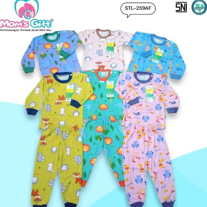 Grosir 3Pcs Setelan Baju Panjang Bayi/Anak Moms Gift Kancing Pundak Sni