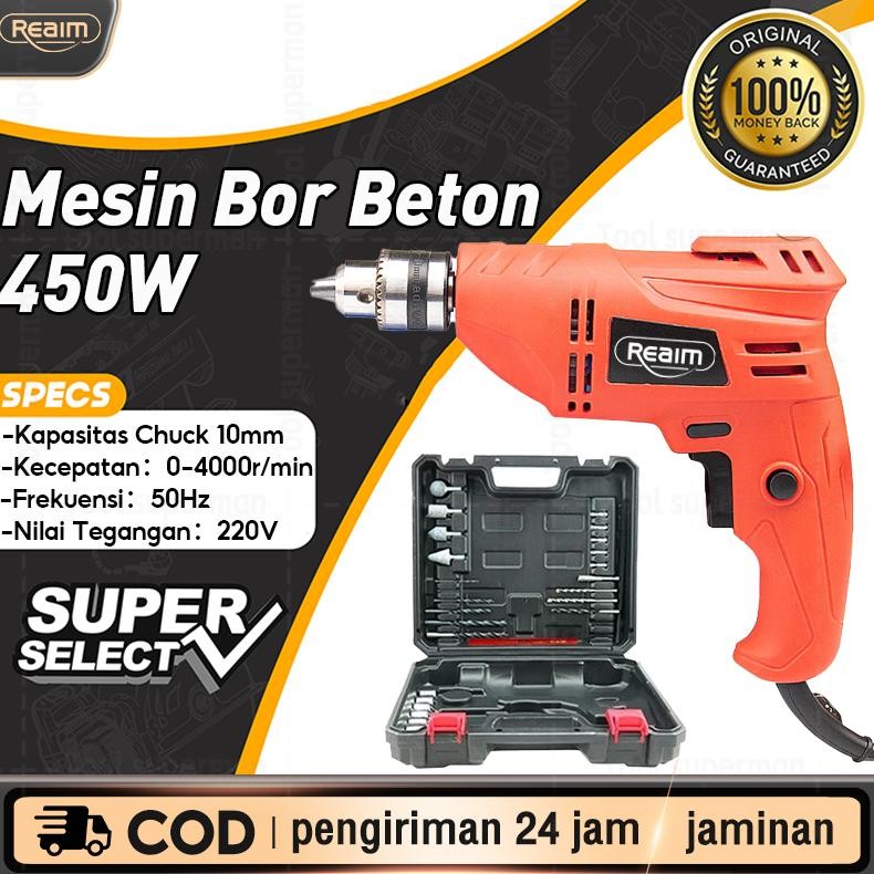 termurah mesin bor listrik 10mm bor beton, kayu, dan besi dengan impact drill