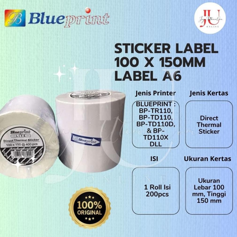 

Blueprint Stiker Label A6 100 x 150mm 1 Roll Isi 200 Sticker Direct Thermal Sticker Label A6 Online Shop Barcode 100x150 RB07