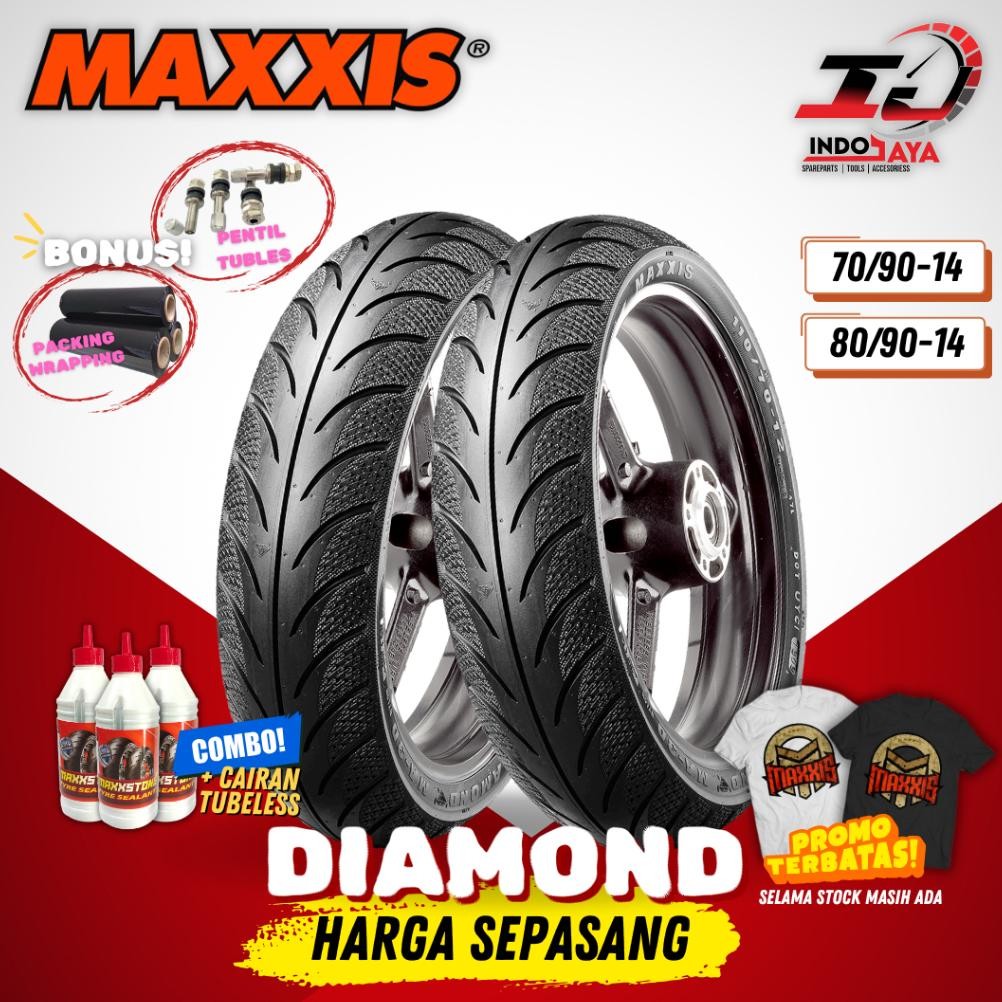 Produk Baru Paket Sepasang Ban MAXXIS MA-3DN Tubeless 70/90-14 & 80/90-14 Matic Vario Beat Mio Ring 