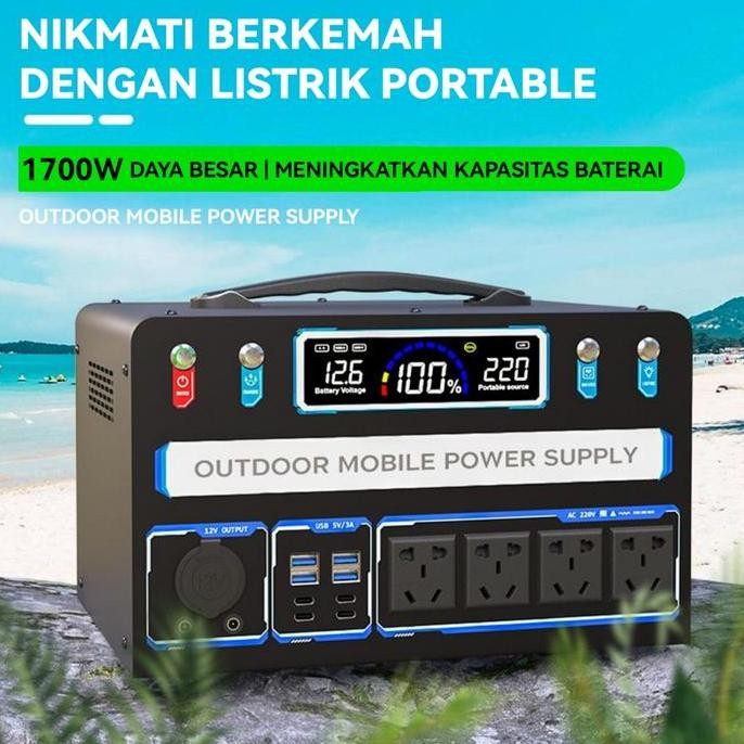 

Terlaris Portable Power Station Outdoor Camping 220V 400W/500W/800W/1200W/1700W/2600W/Genset Listrik Portabel Ac Dc Usb Type-C/Power Supply Portable 50000Mah/90000Mah/120Kmah/360Kmah