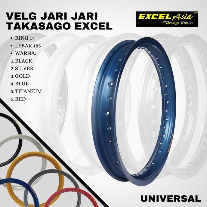 Velg pelek takasago excel asia 185 ring 17 BLACK SILVER TITAN