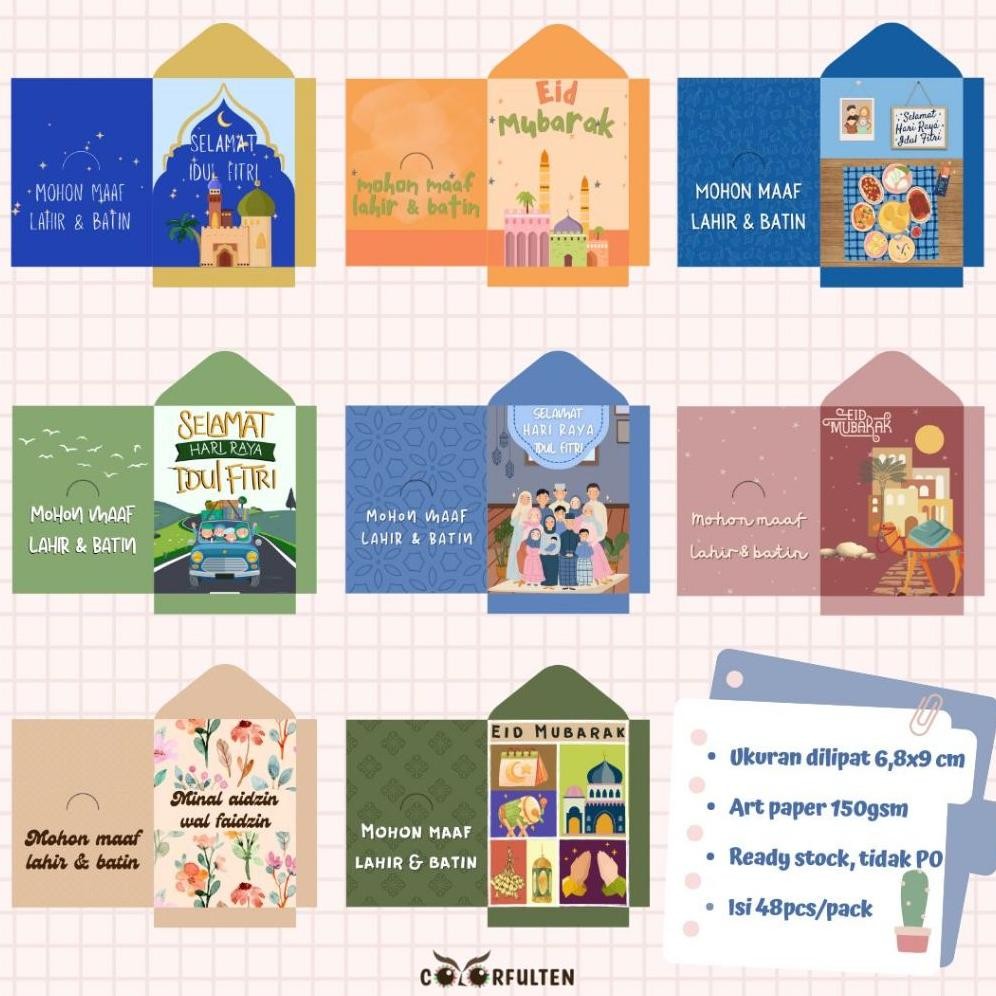 

Baru Amplop Angpao Lebaran THR Idul Fitri 6.8x9cm Paket Isi 48pcs Mix Warna
