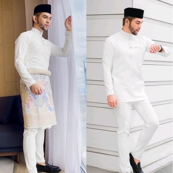 Cod-1 Set Baju Karung Adat Melayu Pria Baju Koko Formal Malaysia Cakak Musang Bahan Balotelli Super 