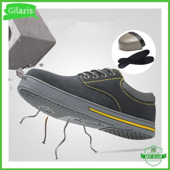 

Terlaris Sepatu Safety Shoes Pria/Wanita Kets Warna Hitam/Abu-Abu 36-46 Sporty