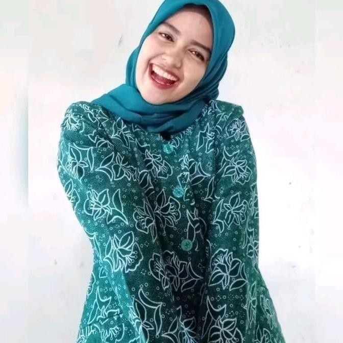 Baju PKK Wanita 2024 Lapis Furing Halus Hijau Tosca Cewek Muslim Panjang Batik