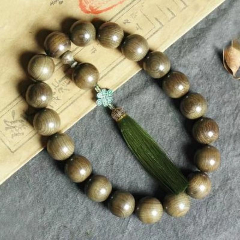 Gelang Kayu Gelap Nanmu Sutra Emas/Gelang Manik Buddha Ebony