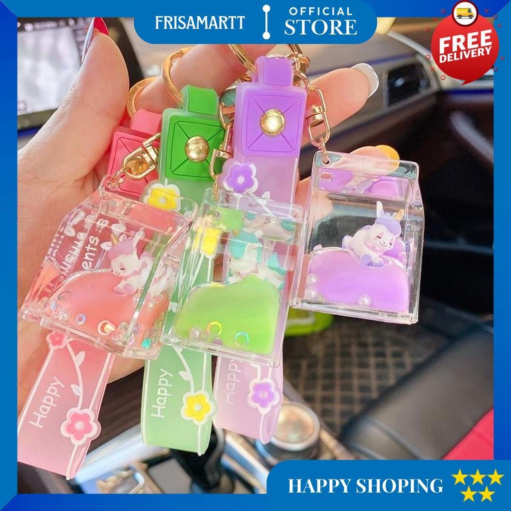 Gantungan Kunci Glitter Cair Kunci Mobil/ Key Chain  Lucu/Gantungan Kunci Lucu Unicorn/Kelinci/Stell