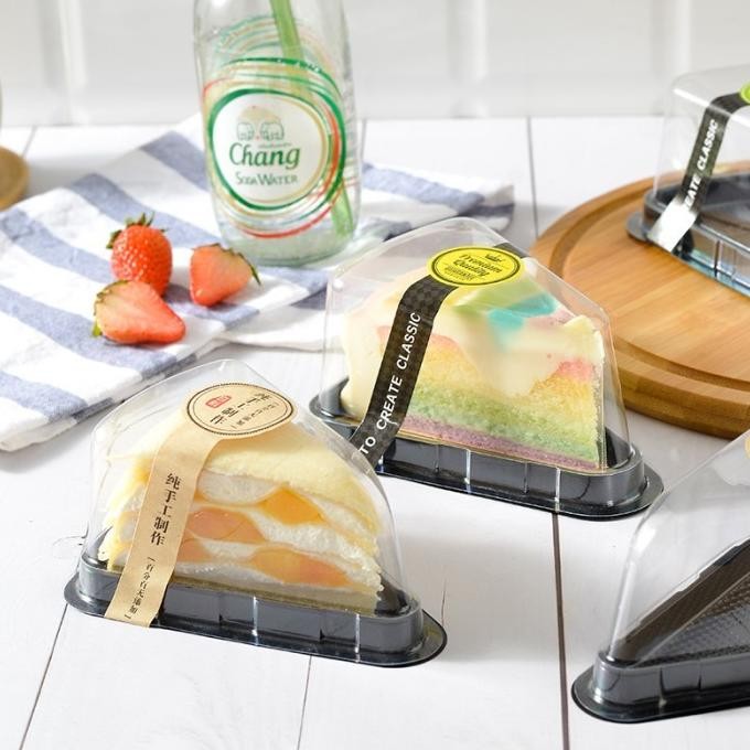 (Expert) korean Tray Mika SEGITIGA Cake Box Dus Mika Mini Cake Tray Mika Slice