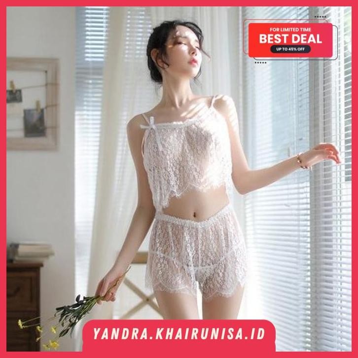 SET BAJU SEKSI WANITA RENDA - KOSTUM LINGERIE SEXY LACE BABYDOLL TANKTOP - COSPLAY PELAJAR BABY SMA 