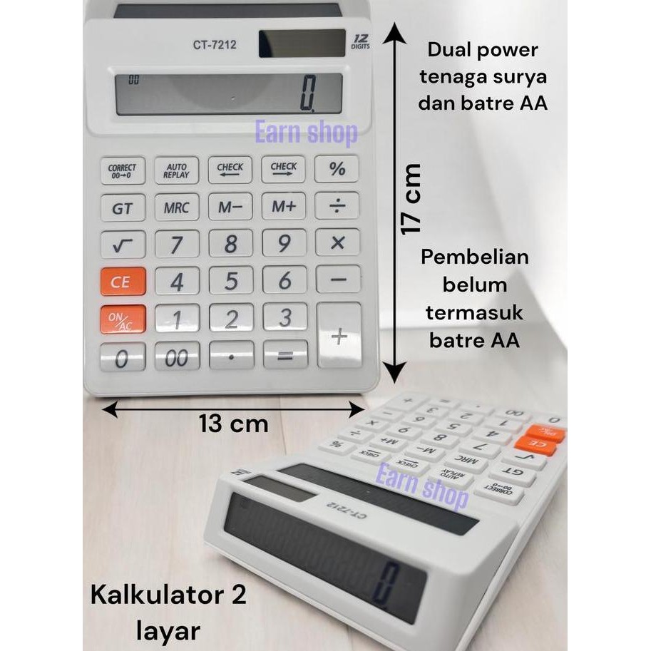 

restock Kalkulator Dua Layar CTZ CT-7212 Digit Hitam dan Putih