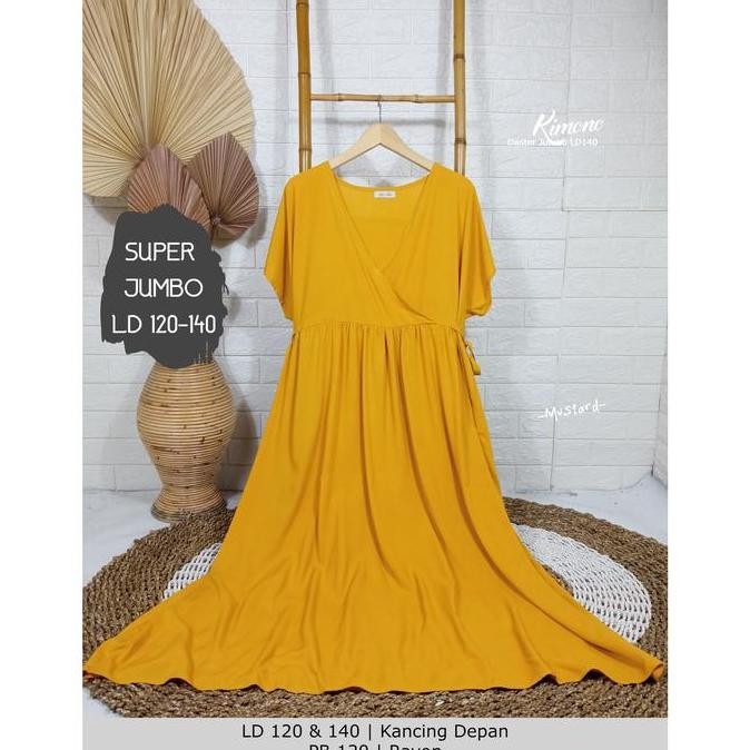 ready stock Daster Kimono JUMBO LD 140 & 120 Daster BigSize Busui Bumil Kancing Panjang Dress se-Mat