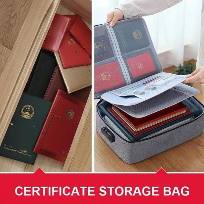 ready Vixplorn-Tas Penyimpanan Dokumen Tahan Air Tahan Api Folder File Folder Perjalanan Organisator