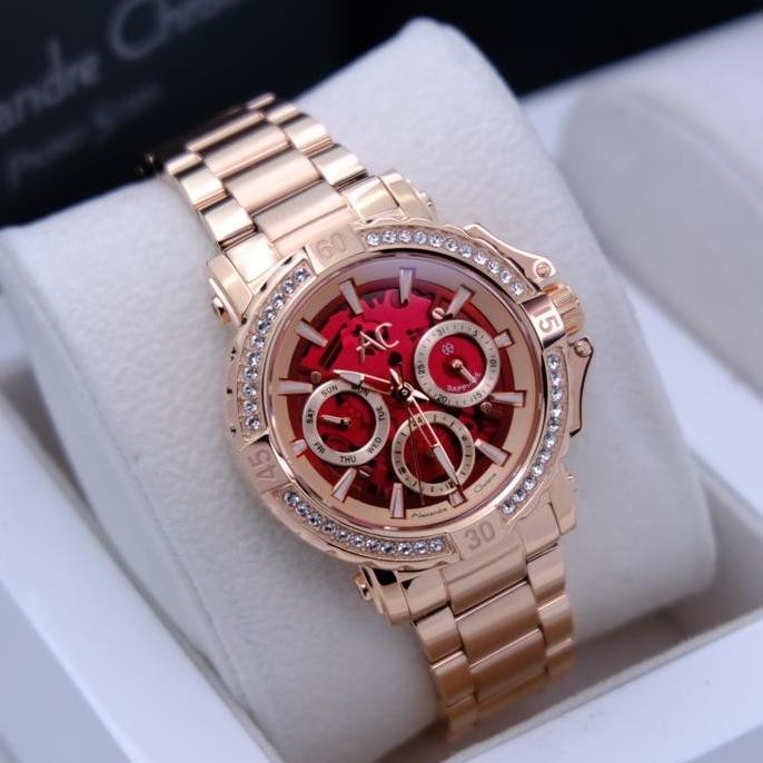 baru ALEXANDRE CHRISTIE AC 9205 / AC9205 ROSEGOLD RED SAPPHIRE WANITA ORI