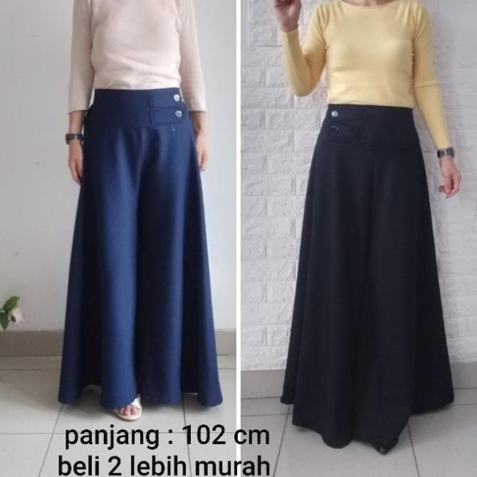 celana rok kulot lebar wanita muslim coklat pramuka