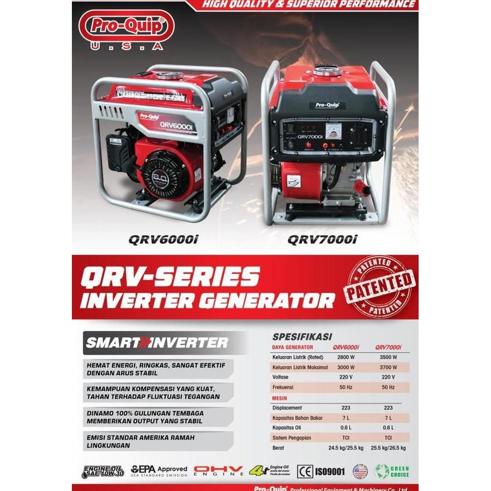 

Terlaris Genset Proquip 3500 Watt Qrv 7000 I