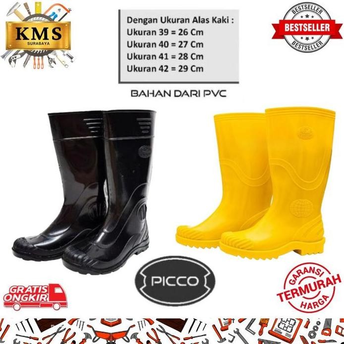 

Terlaris Sepatu Boot / Boots Kerja Proyek Picco ( Safety - Karet - Anti Air )