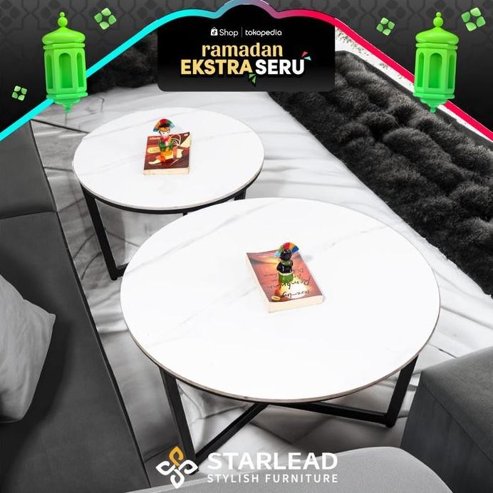 

Terlaris Starlead Meja Tamu Bulat Minimalis Sintered Stone | Meja Tamu Batu Motif Marmer | Coffee Table Aesthetic | Stylish Furniture