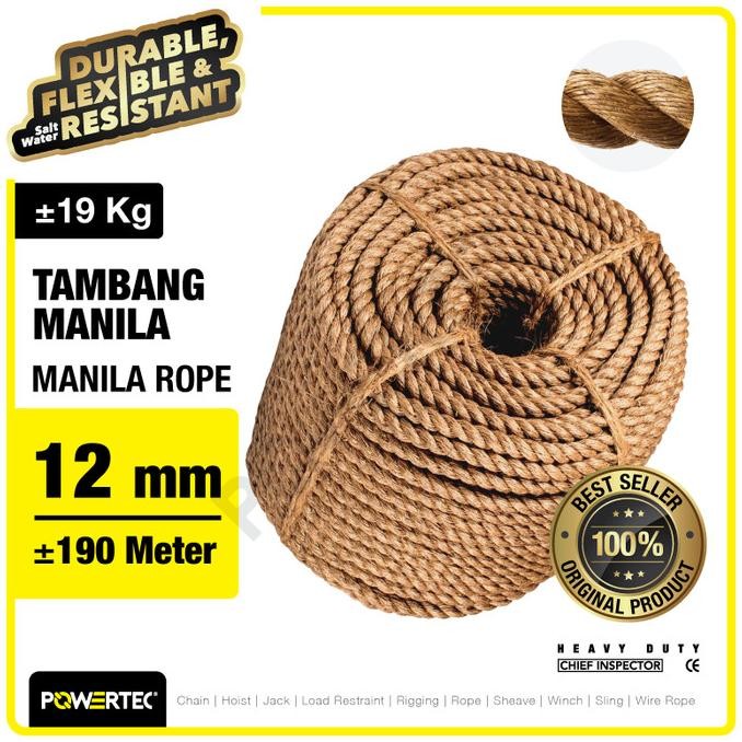 

Tali Tambang Manila Rope 12mm x 190m x 19kg Tampar Dadung POWERTEC