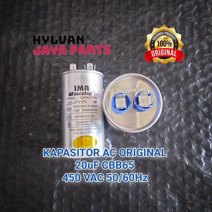 KAPASITOR AC SHARP 20uF UNTUK 3/4 PK - 1PK CBB65 ORIGINAL DISKON