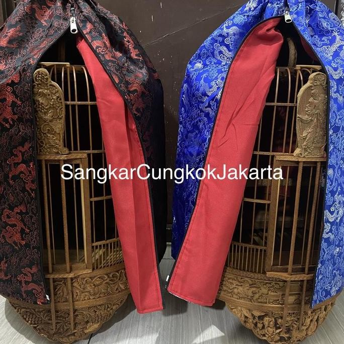 Kerodong Sangkar Cungkok Double Layer Motif Naga Ori Cungkok