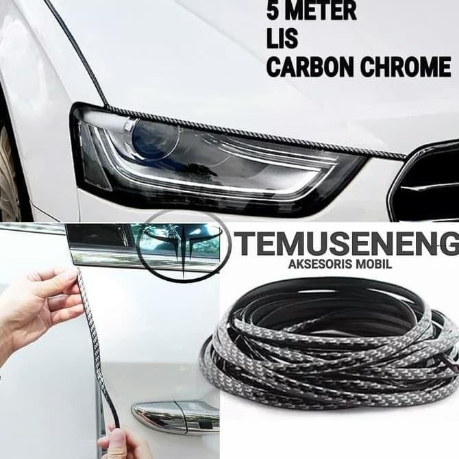Ready  Panjang 5 Meter Lis Pintu Mobil Hitam Carbon Pelindung Bemper Karet Lis Door Guard List Door 