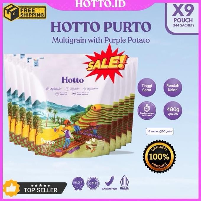 

Promo!!! Hotto Purto 9 Pouch (144Sachet) Multigrain With Purple Potato Terlaris