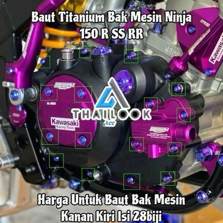 ASLI BAUT TITANIUM FULL SET BLOK MESIN NINJA R RR SS 28 PCS RACING PREMIUM