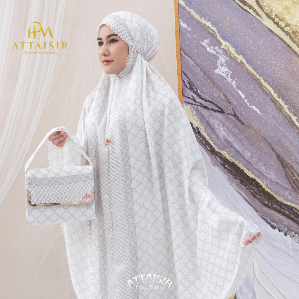 APM MUKENA - Mukena Dewasa Premium Santorini Silk Lasercut 2in1 Mariyya Series Apm Mukena AST