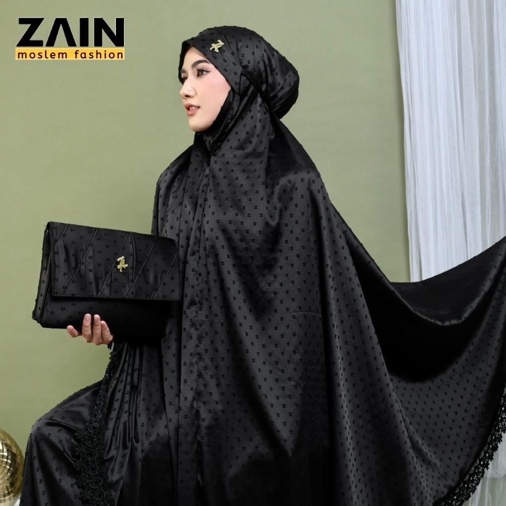 ZAIN Mukena Dewasa Penutup Dagu Uragiri Silk Premium Mewah Cantik AST