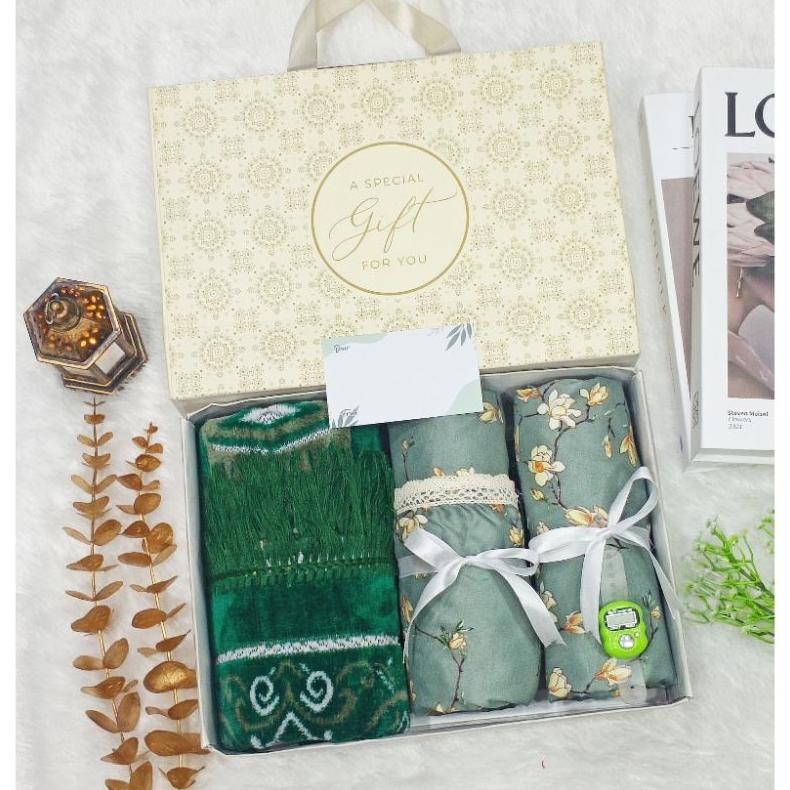 Hamper Hantaran Mukena Motif Dewasa Sejadah Turkey Free Tasbih Digital Hadiah Guru AST