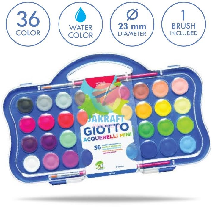 

1 Set Cat Air Giotto 36 Warna Watercolor Mini Acquerelli Bonus 1 Pcs Kuas Lukis