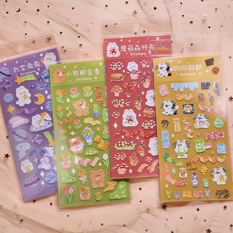 

PAOPAO Stiker isi 3 Lembar Hologram Wonderful Star Edge Cute Character