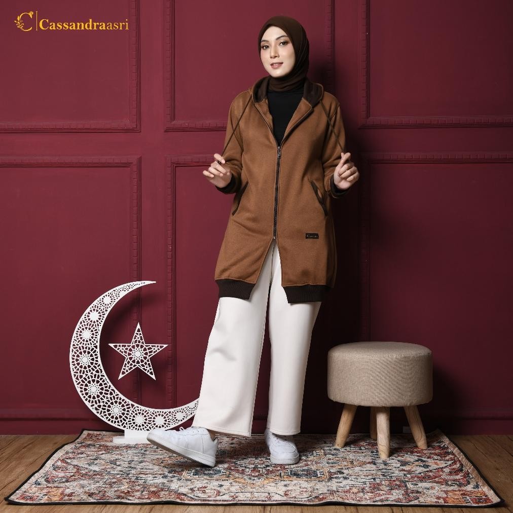 Cassanraasri - Zayra Jaket Muslimah Premium Fleece - Jaket Panjang Wanita Muslimah Syari AST