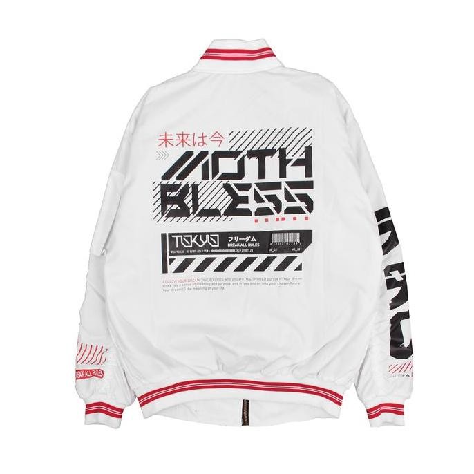 Jaket Varsity Baseball Bomber Pria Wanita Size Jumbo Xxl Warna Putih (Best Quality)